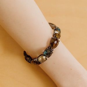 Green, Topaz, Azure Blue Rhinestone Jewel Bracelet